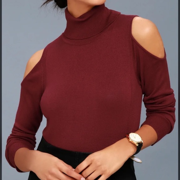 Olive & Oak Nicky Cold Shoulder Turtleneck Sweater - Picture 2 of 7
